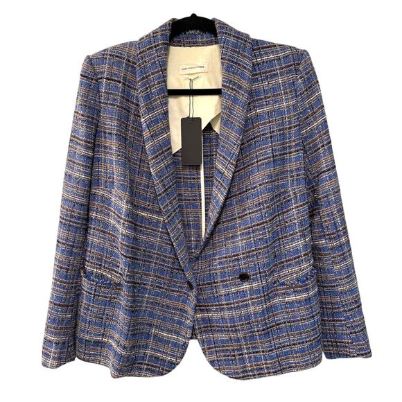 Isabel Marant L Tweed Linen Blend Blazer $650 Textured Jacket Boho Blue 42 - Picture 2 of 10